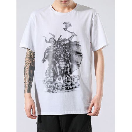 Tricou Războinic cu un topor pe un cal de bumbac